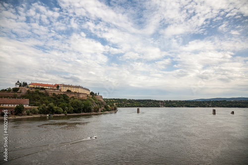 Petrovaradin Fortress in Novi Sad, Serbia, on Danube river, on a cloudy afternoon. This castle is one of the main landmarks of Novi Sad and Voivodina