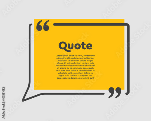 Quote rectangle text with bracket, vector banner