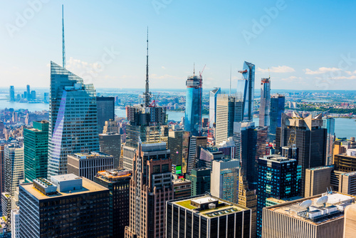 MANHATTAN, NEW YORK CITY. Manhattan skyline and skyscrapers aerial view. New York City, USA.