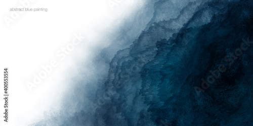Abstract watercolor paint background dark blue color grunge texture and white space for text.