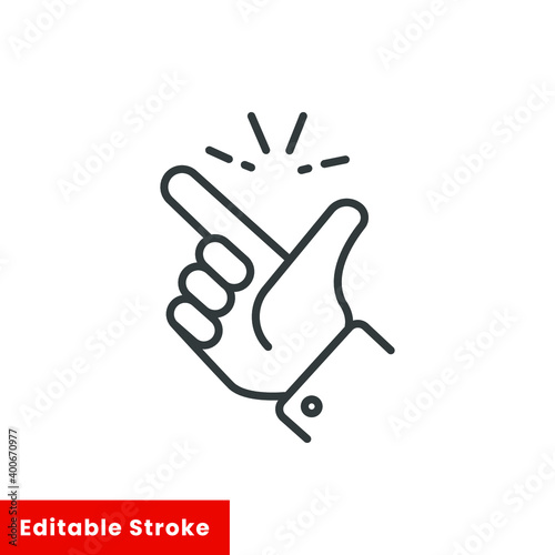 easy icon, finger snapping line sign - editable stroke vector illustration eps10