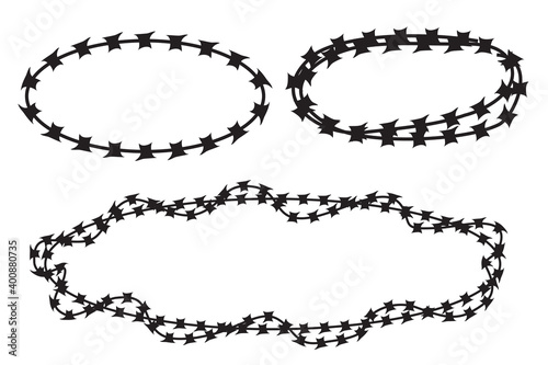 Simple Vector Frame Silhouette Barbed Wire, Oval Shape