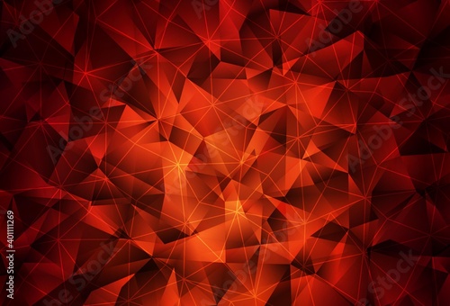 Dark Red vector backdrop with lines, triangles.