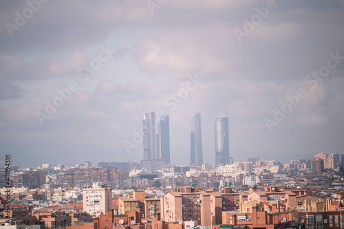 Image of the city of Madrid, Spain, on a cloudy winter day