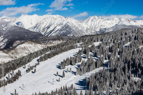 The famous Vail Mountain and Gore Range in the background, Vail, Colorado, USA