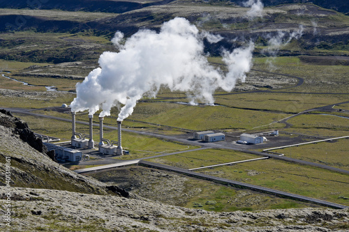 Nesjavellir geothermal power station at Lake Thingvallavatn (Pingvallavatn), Iceland
