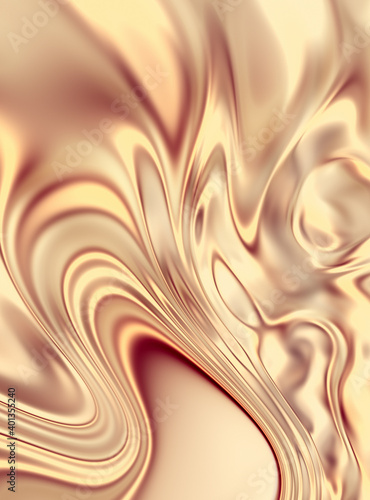 Smooth golden background. Liquid gold. 3d render abstraction. Fluid wavy luxury surface. Satin golden texture.