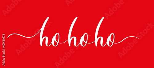 Ho ho ho - handwritten white text on red background.