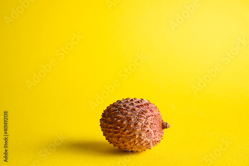 lychee on yellow background