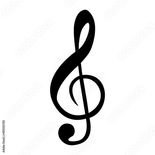 Treble clef. Vector illustration, isolated on a white background.
