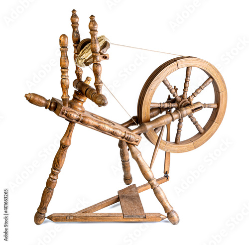 Wooden distaff, isolated