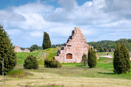 The ruins of the Russian fortress Bomarsund (19th century), built in 1834, destroyed in 1854. Finland, Aland Islands