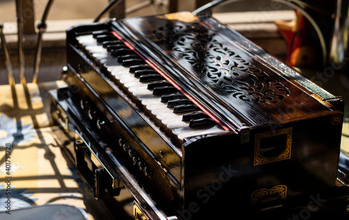 wooden musical instrument - harmonium