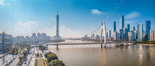 Aerial photography of the skyline of modern urban architectural landscape in Guangzhou, China..