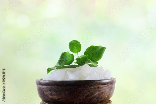 camphor for aroma therapy on aroma lamp for cosmetics, spa, health, nature concept