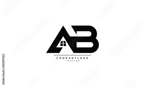 ab Real Estate Business Logo Template, Building, Property Development, and Construction Logo Vector Design