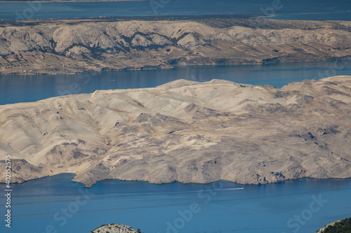 View on rocky islands in Adriatic sea from Velebit mountains