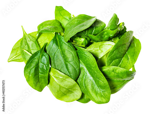 heap of fresh leaves of Spinach leafy vegetable cut out on white background