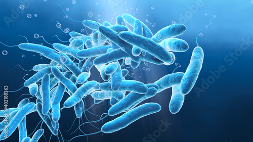 Legionella pneumophilia bacteria in water, medically 3D illustration