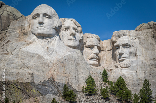 The Carved Busts of George Washington, Thomas Jefferson, Theodore “Teddy” Roosevelt, and Abraham Lincoln at Mount Rushmore National Monument