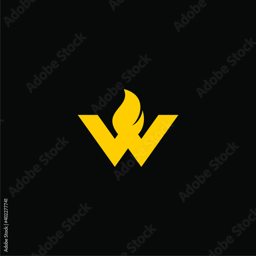 letter w fire flame logo