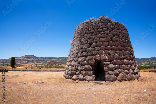 Nuraghe the main type of ancient megalithic edifice, symbol of Sardinia, Italy, Europe.