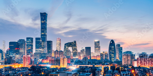 Night view of CBD skyline in Beijing, China