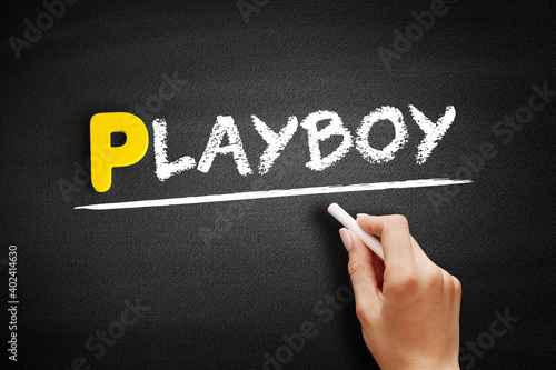 Playboy text on blackboard, concept background