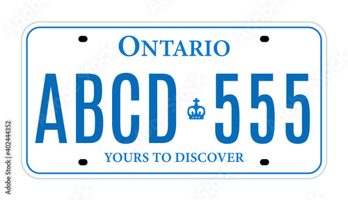 Ontario Canada car license plate registration vector design template