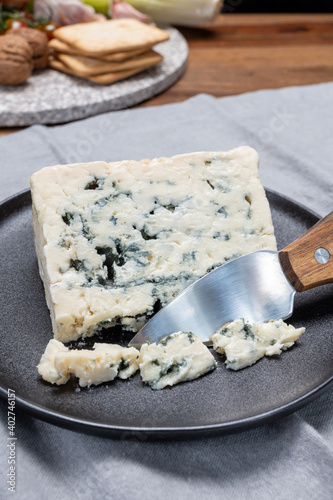 Cheese collection, French blue cheese roquefort from grotten of Roquefort-sur-Soulzon, France