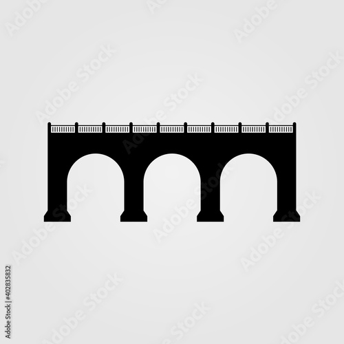 Bridge silhouette icon illustration. Cultural architecture symbol.