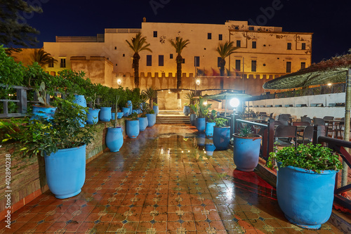 Old street at the evening after rain, Essaouira