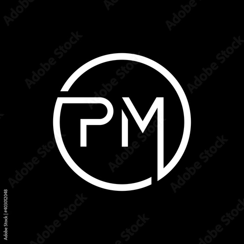 Initial PM Letter Logo Creative Typography Vector Template. Creative Circle Letter PM Logo Vector.