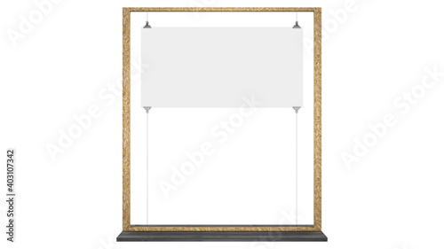Horizontal Thin Poster Display With Wood Frame Mockup