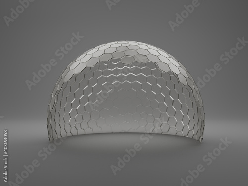 Mock-up transparent glass dome protection Concept or barrier 3d rendering.