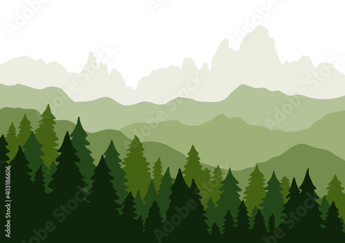 Berge mit Wald als Vektorgrafik