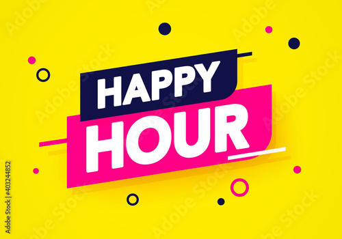 Vector Illustration Dynamic Happy Hour Label