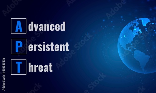 Vector illustration of acronym APT as Advanced persistent threat. Cybersecurity concept