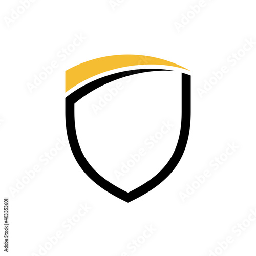 Simple shield flat logo template. Shielding vector icon