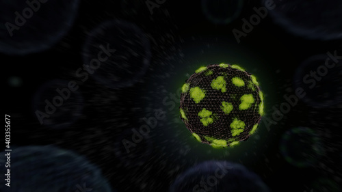 Coronavirus attack and lung destruction, COVID-19 concept, 3D rendering.