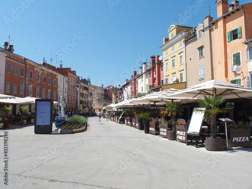 restaurants and shops at rovinj, croatia