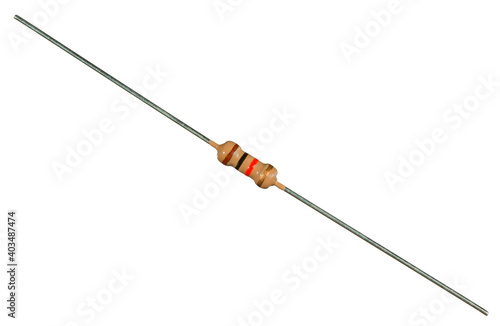 The resistor is carbon. The main component in electronics. Close up, isolated.