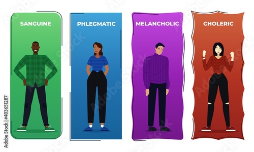 Vector illustration the four human temperaments, and phlegmatic