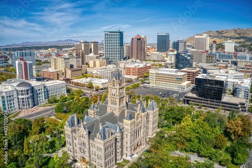 Aerial View of Salt Lake City, Utah in early Autumn