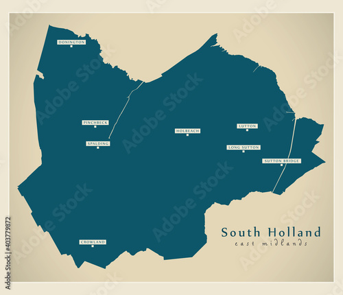 South Holland district map - England UK