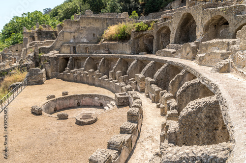Villa dell'ambulatio and thermae in the Archaeological Complex of ancient Roman baths of Baia. Campi Flegrei regional park, Bacoli, Naples, Campania, Italy