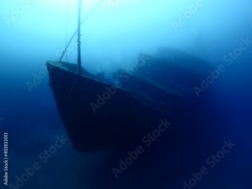  shipwreck scenery underwater ship wreck deep blue water ocean scenery of metal underwater