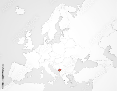 3D Europakarte auf der Montenegro hervorgehoben wird