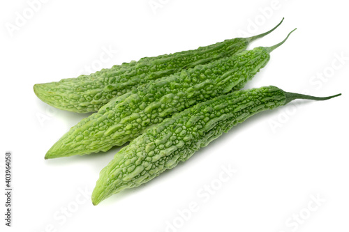 bitter melon, bitter gourd, bitter squash vegetable fruit isolated on white background