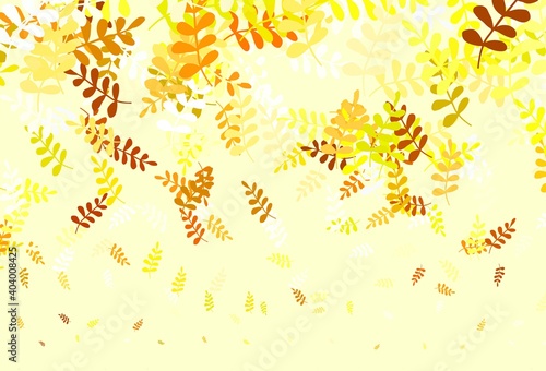 Light Green, Yellow vector elegant background with leaves.